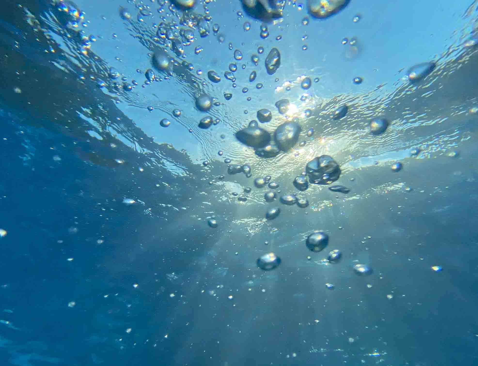 dissolved oxygen bubbles under water