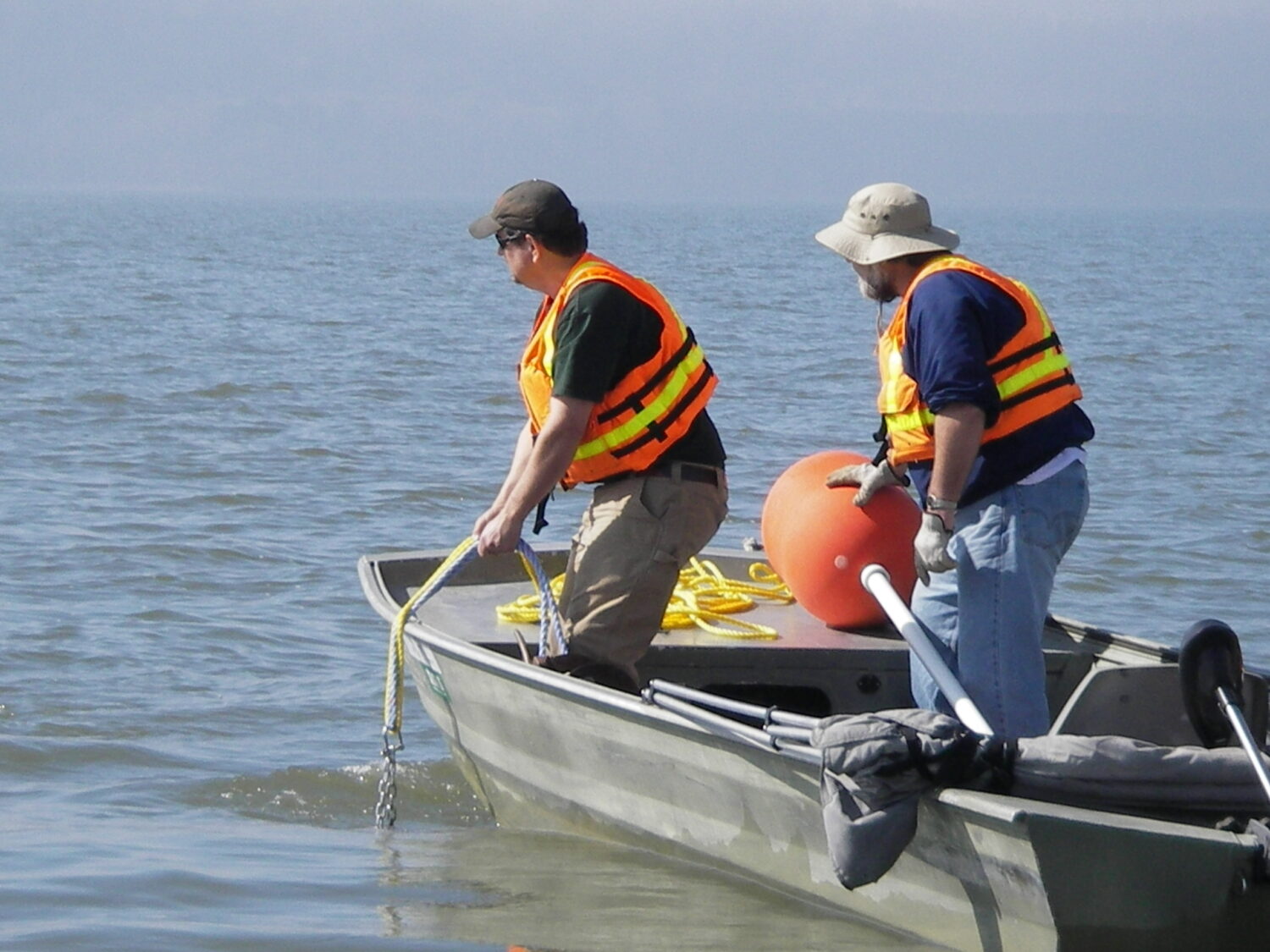 researchers on boat