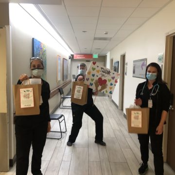 PME team providing care packages to local doctors and nurses at two San Diego North County hospitals. 