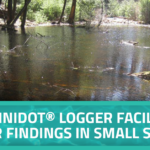 Graphic showing body of water with text 'PME miniDOT® Logger Facilitates Major Findings in Small System'