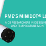 Graphic image that shows the miniDOT® Logger with words that read, "PME’s miniDOT® Logger Aids Researchers in Dissolved Oxygen and Temperature Monitoring."