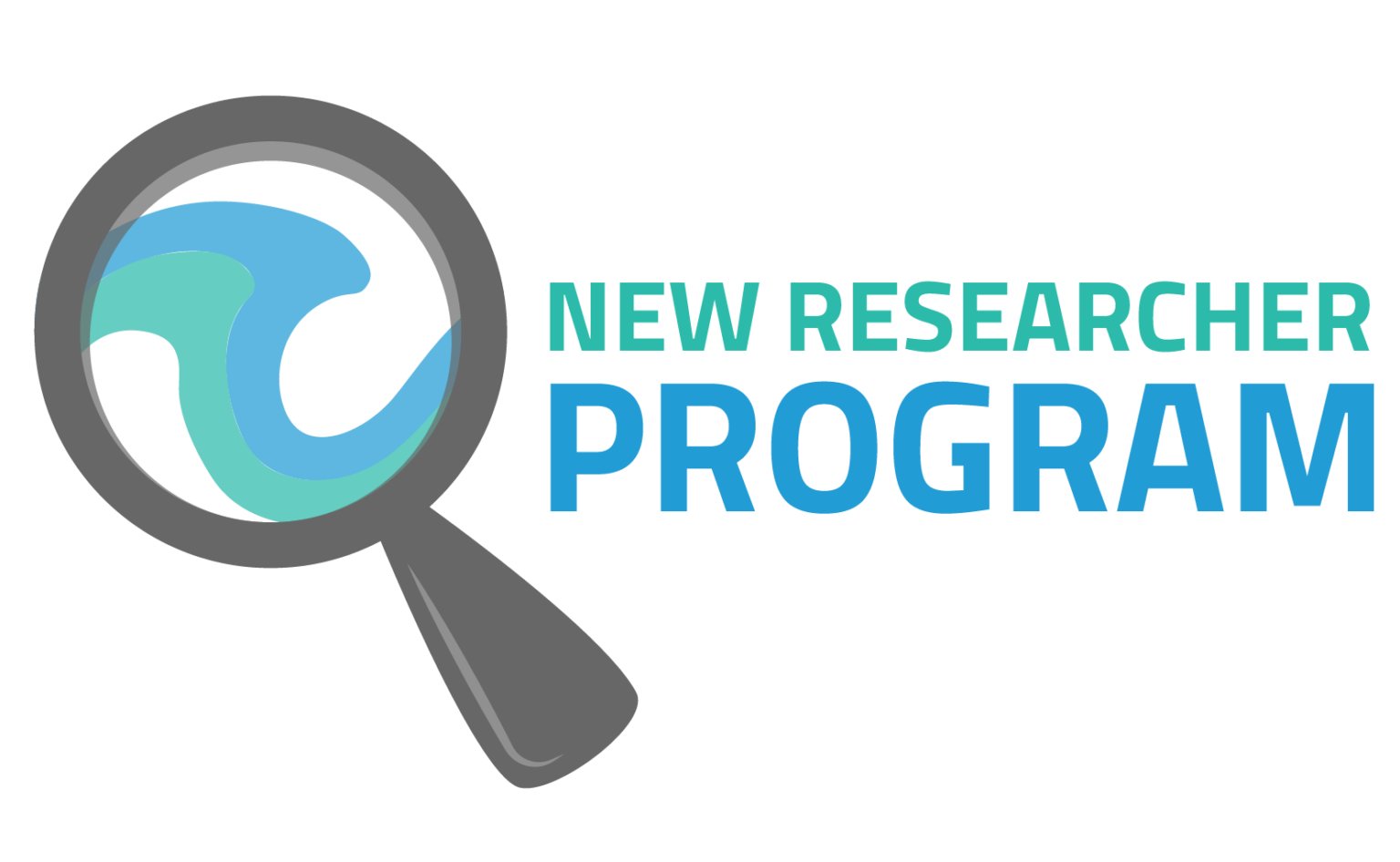 Graphic image with a magnifying glass and PME logo that reads, "New Researcher Program."