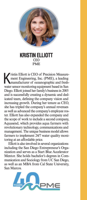 Image of the San Diego Business Journal's feature of PME CEO Kristin Elliott.