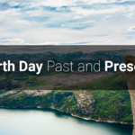 An American waterway, vital to the Great Lakes ecosystem, potentially at risk of industrial degradation with text stating “Earth Day Past and Present.”