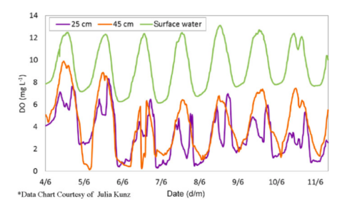 Graphic displaying miniDOT surface water results