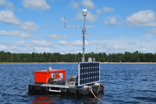 Image captured of whole-lake mixing experiment at Crystal Lake with the T-Chain from PME.