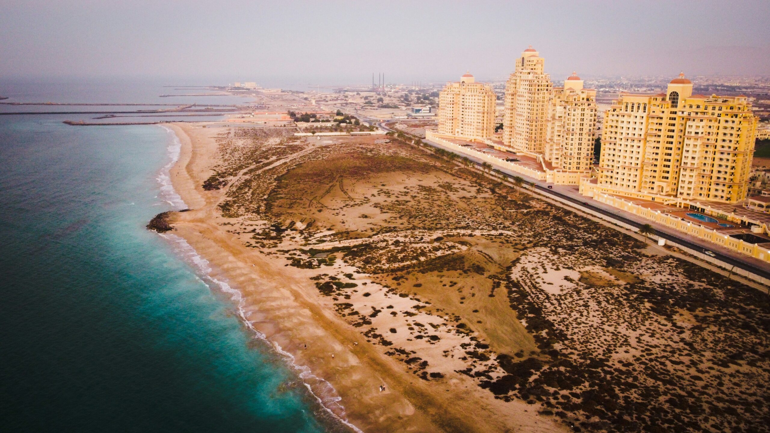 Graphic of coast of Arabian Sea with building in background