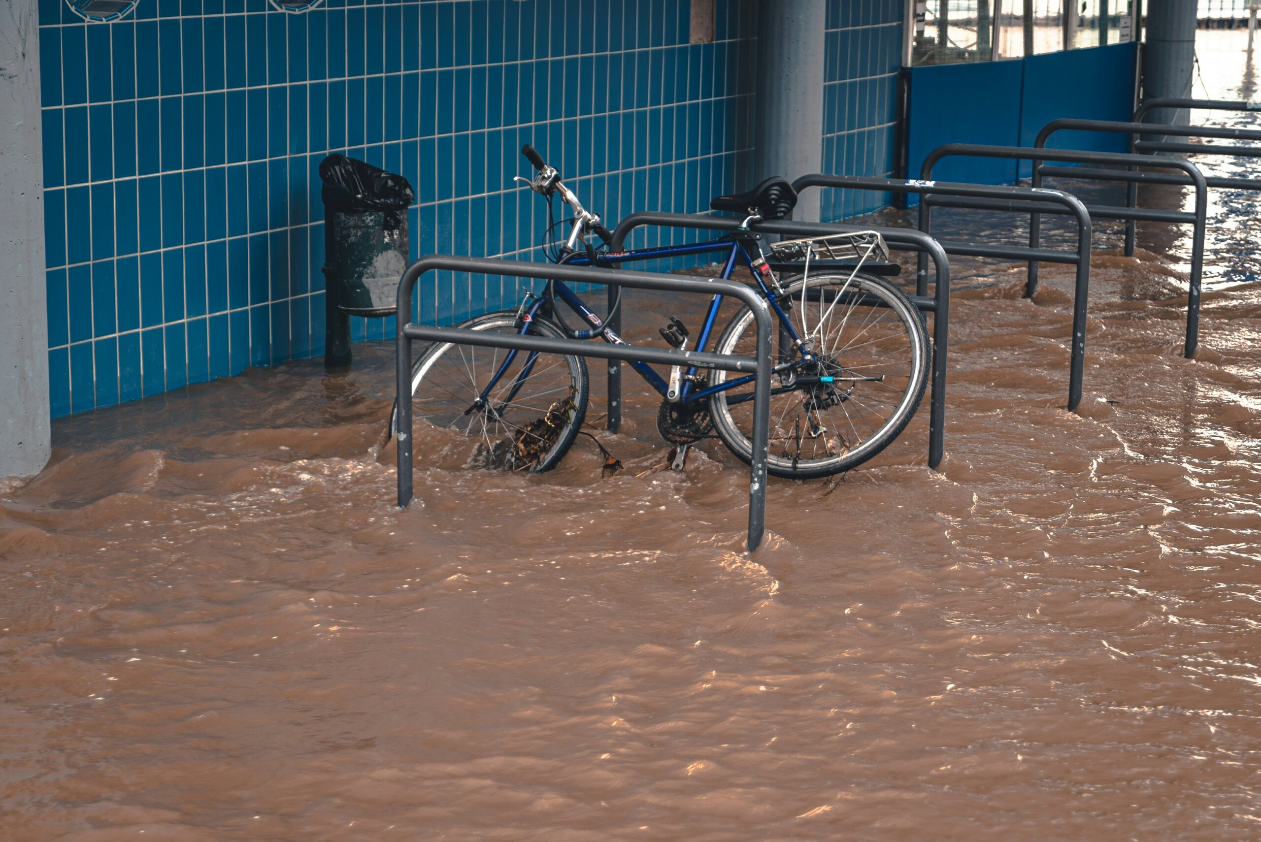 Graphic of flooding with bicycle